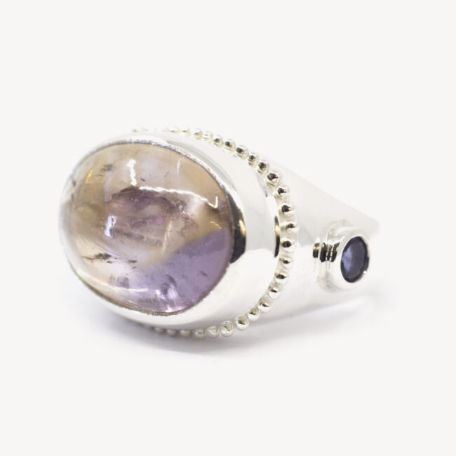 silver ring with ametrine