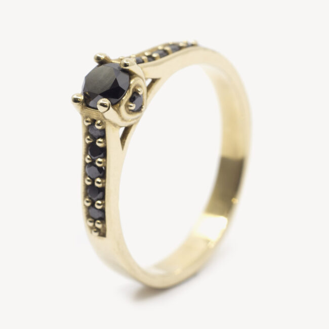 gold black diamond ring