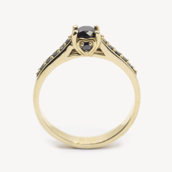 gold black diamond ring