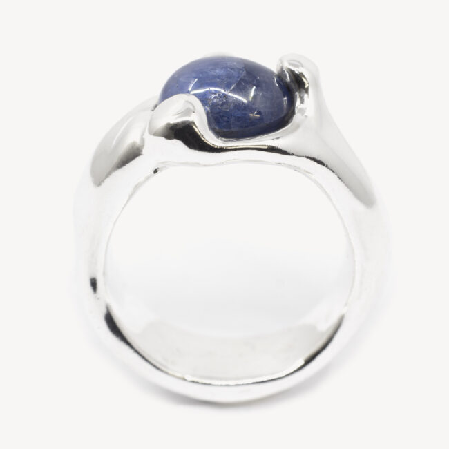 silver ring with sapphire