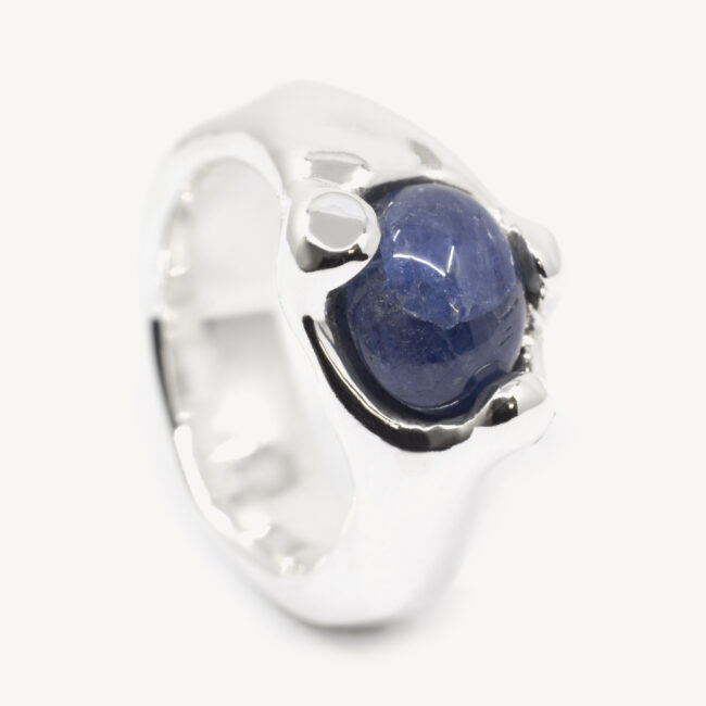 silver ring with sapphire