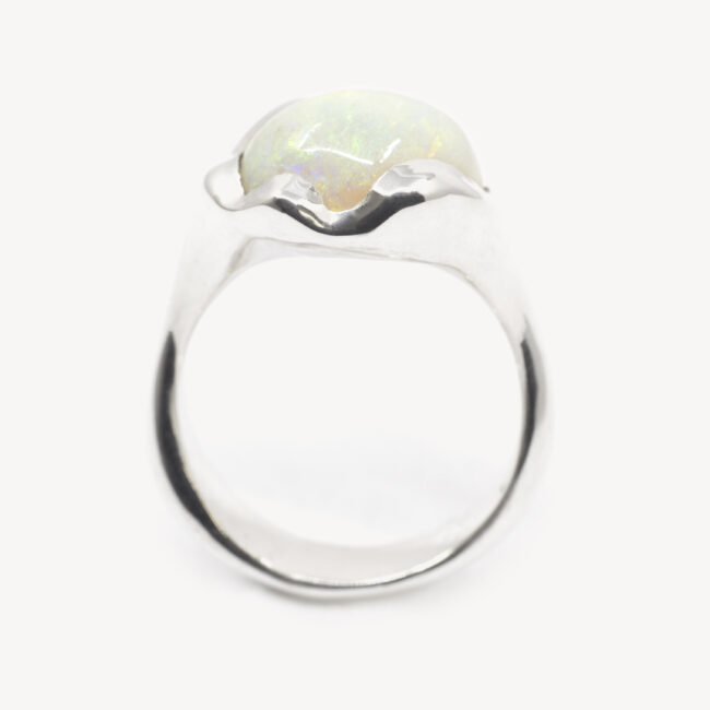 silver ring with opal