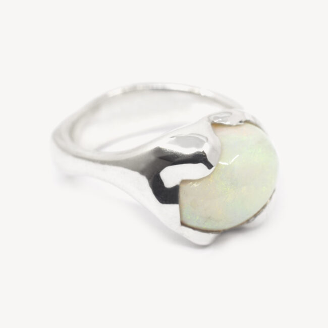 silver ring with opal