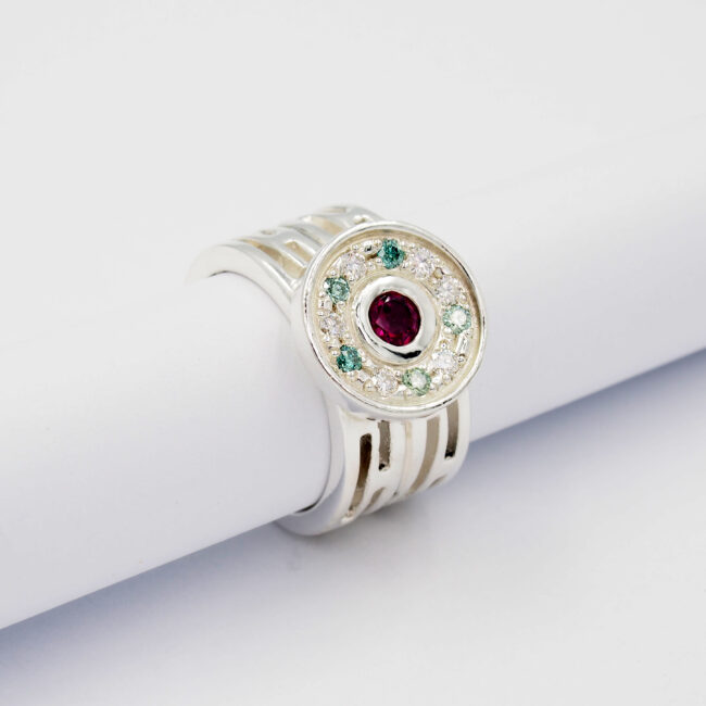 garnet and moissanite ring