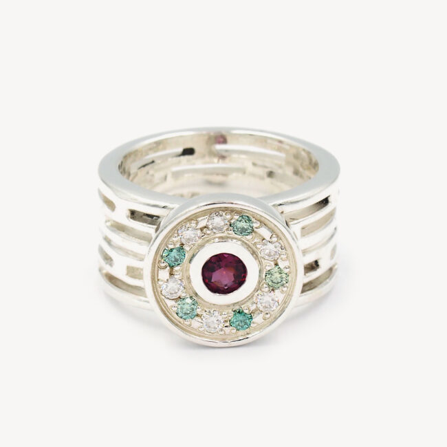 garnet and moissanite ring