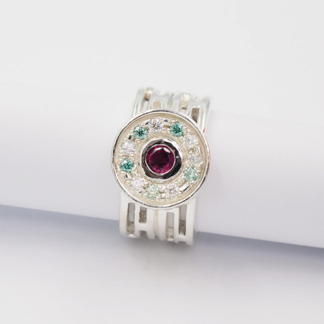 garnet and moissanite ring