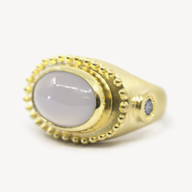 silver ring with chalcedony