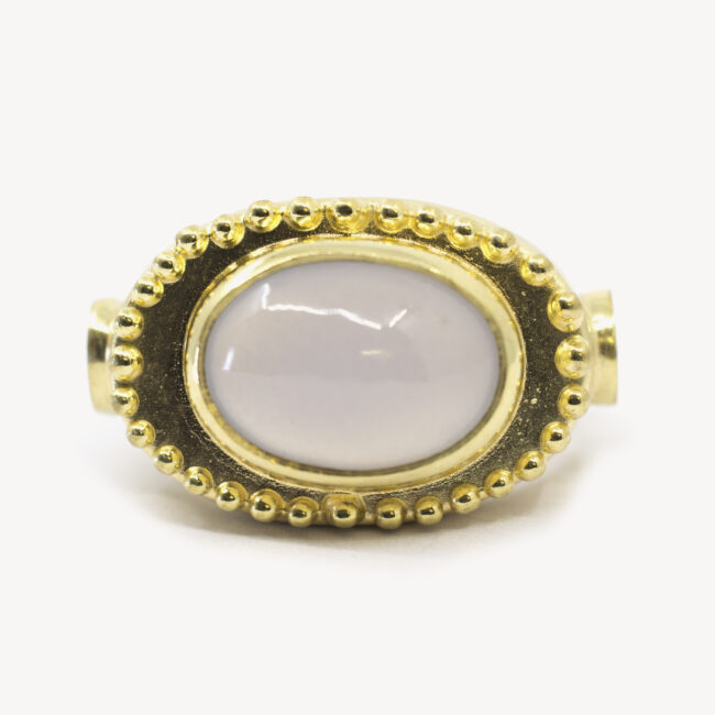 silver ring with chalcedony