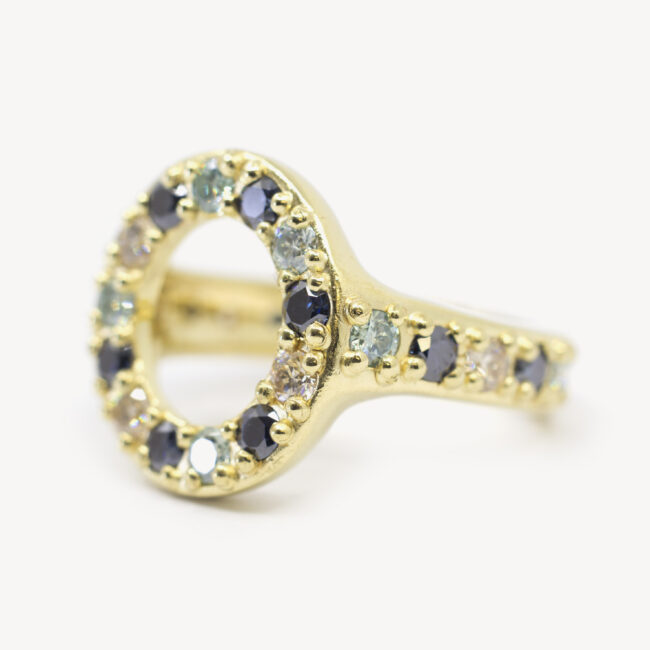 ring with moissanites