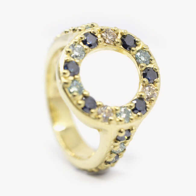 ring with moissanites