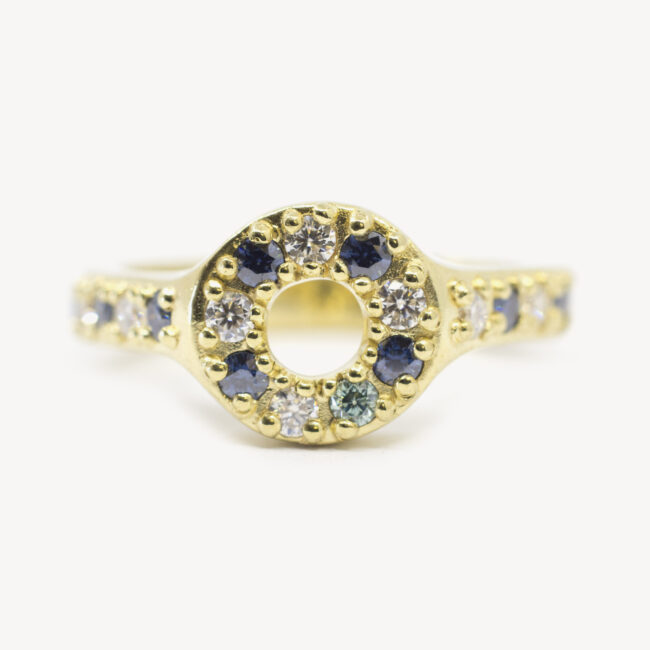 ring with moissanites