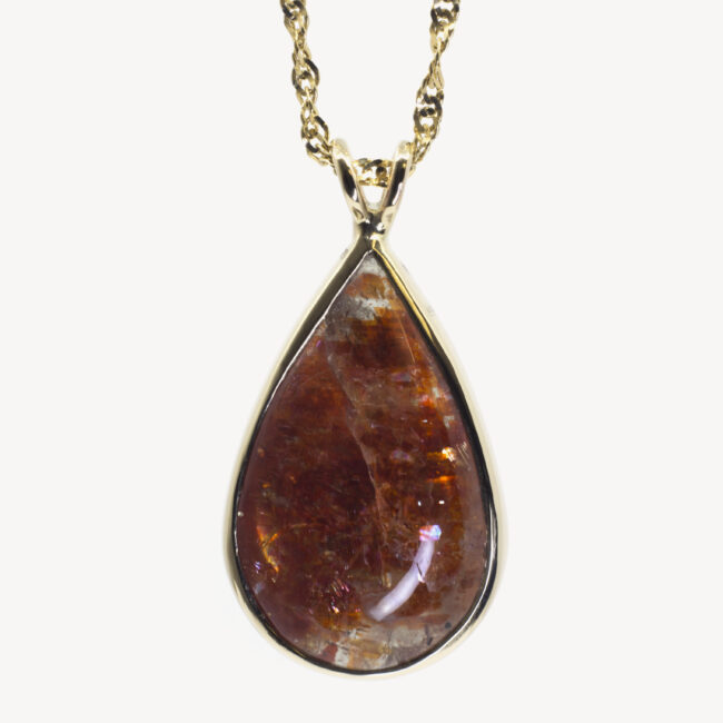 gold confetti sunstone pendant