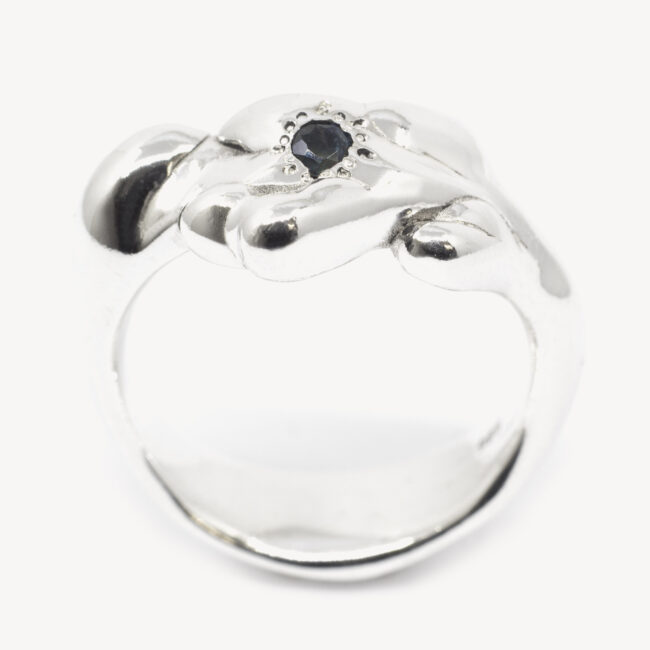 silver ring with sapphire