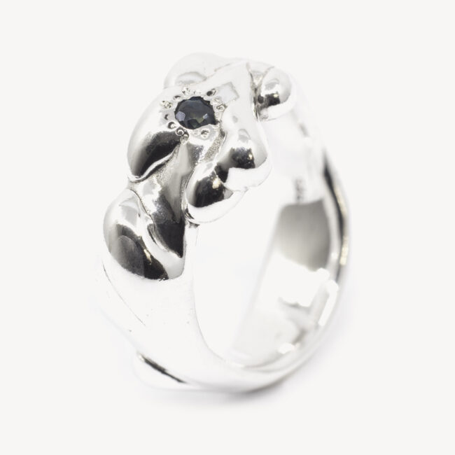 silver ring with sapphire